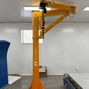 Articulated jib crane assisting precision component handling in factory