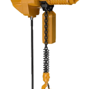 Fixed electric chain hoist suspended on workstation jib crane