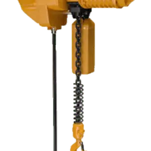 Fixed electric chain hoist suspended on workstation jib crane