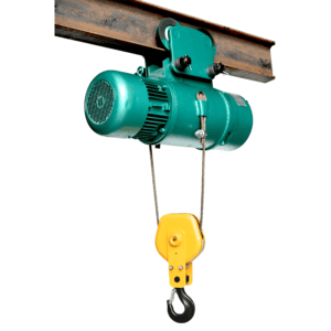 CD1 wire rope electric hoist with motorized trolley mounted on I-beam track