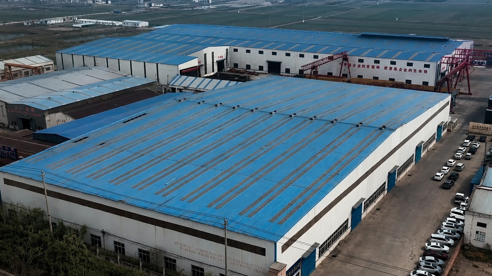 Aerial view of Cranox crane manufacturing factory in China